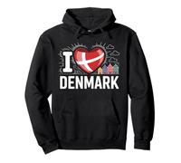 I Love Denmark Heart Flag Houses Pullover Hoodie