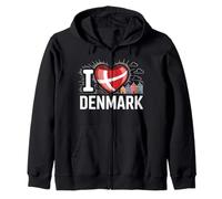 I Love Denmark Heart Flag Houses Zip Hoodie