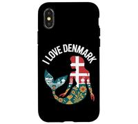 I Love Denmark Mermaid Silhouette Flag Case for iPhone X/XS