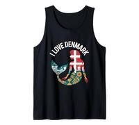 I Love Denmark Mermaid Silhouette Flag Tank Top