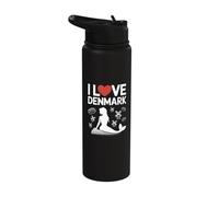 I Love Denmark Mermaid Windmills Bread Stainless Steel Insulated Water Bottle