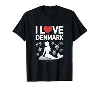 I Love Denmark Mermaid Windmills Bread Value Graphic T-Shirt, Men, Black, L