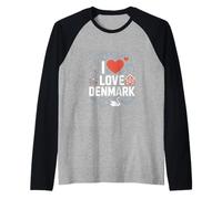 I Love Denmark Nordic Culture Travel Vibes Raglan Baseball Tee