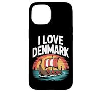 I Love Denmark Viking Longship Sunset Case for iPhone 15