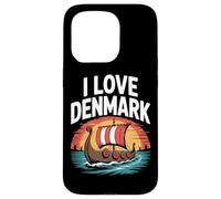 I Love Denmark Viking Longship Sunset Case for iPhone 15 Pro