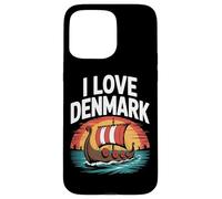 I Love Denmark Viking Longship Sunset Case for iPhone 15 Pro Max