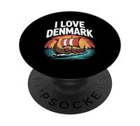 I Love Denmark Viking Longship Sunset PopSockets Adhesive PopGrip