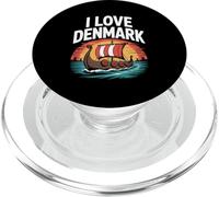 I Love Denmark Viking Longship Sunset PopSockets PopGrip for MagSafe