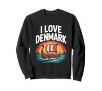 I Love Denmark Viking Longship Sunset Sweatshirt