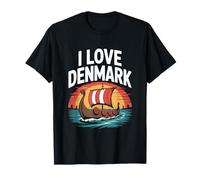 I Love Denmark Viking Longship Sunset T-Shirt