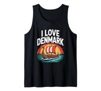 I Love Denmark Viking Longship Sunset Tank Top