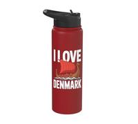 I Love Denmark Viking Ship Adventure Stainless Steel Insulated Water Bottle