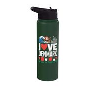 I Love Denmark Viking Ship Tulip Wave Castle Stainless Steel Insulated Water Bottle