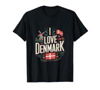 I Love Denmark Windmill Flag Bicycle Value Graphic T-Shirt, Men, Black, L