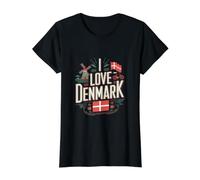I Love Denmark Windmill Flag Bicycle Value Graphic T-Shirt, Women, Black, M