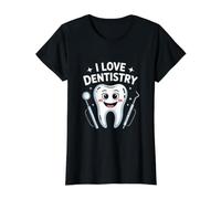 I Love Dentistry Smile Tooth Humor Value Graphic T-Shirt, Women, Black, L