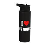 I Love Des Moines Souvenir Memory Stainless Steel Insulated Water Bottle