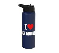 I Love Des Moines Souvenir Memory Stainless Steel Insulated Water Bottle