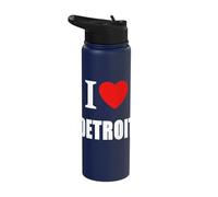 I Love Detroit Souvenir Memory Stainless Steel Insulated Water Bottle