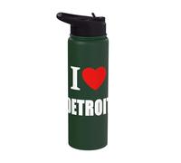 I Love Detroit Souvenir Memory Stainless Steel Insulated Water Bottle