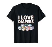 I Love Diapers Cute Baby Graphic Humor Value Graphic T-Shirt, Men, Black, S