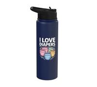 I Love Diapers Pastel Humor Statement Stainless Steel Insulated Water Bottle