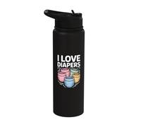 I Love Diapers Pastel Humor Statement Stainless Steel Insulated Water Bottle