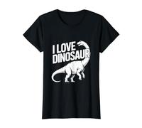 I Love Dinosaur Brachiosaurus Roar Value Graphic T-Shirt, Women, Black, M