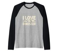 I Love Dinosaur Fun Jurassic Style Raglan Baseball Tee
