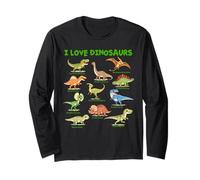 I Love Dinosaurs Pre Historic Educational Kids Hobby Long Sleeve T-Shirt
