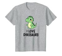 I Love Dinosaurs T-Shirt, Youth, Heather Grey, Medium