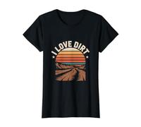 I Love Dirt Sunset Adventure Value Graphic T-Shirt, Women, Black, M