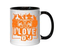 I Love DJ Club Logo Ceramic Tea Coffee Mug Black