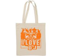 I Love DJ Club Logo Natural Cotton Tote Bag White