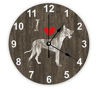 I Love Doberman I Heart My Dog Round Wall Clock Modern Electronic Wall Clock Easy To Read Clocks For Bedroom Living Room Dining Room 25Cm