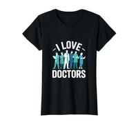 I Love Doctors Medical Professionals Pride Value Graphic T-Shirt, Women, Black, XS