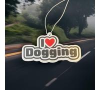I Love Dog ging Funny Car Air Freshener, Hanging Pendant, Grey and Red Design, joke gift