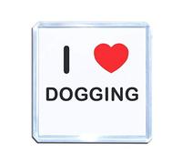 I Love Dogging - Square Plastic Fridge Magnet