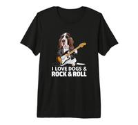 I Love Dogs & Rock & Roll Basset Hound Dog Playing Guitar Premium T-Shirt