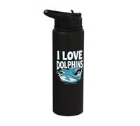 I Love Dolphins Ocean Marine Life Stainless Steel Insulated Water Bottle