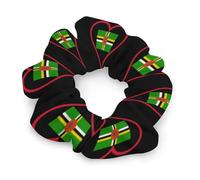 I Love Dominica Red Heart Hair Scrunchies for Women Elastic Hair Bands Soft Hair Ties for Styling Gift Christmas Valentine's Day