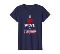 I Love Donald Trump and Wine Pro Trump Supporter POTUS T-Shirt, Women, Navy Blue, X-Small