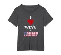I Love Donald Trump and Wine Pro Trump Supporter POTUS T-Shirt, Women's Plus, Dark Heather Grey, 6X