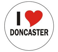 I love Doncaster Sticker - 8 cm / 3,14" Diameter round - very nice