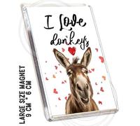 I love donkeys fridge magnet, Cute donkey animal magnet, large Jumbo size 9cm by 6cm-UK seller