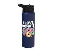 I Love Donuts Colorful Pastry Stainless Steel Insulated Water Bottle