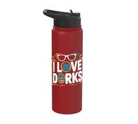 I Love Dorks Glasses Comic Pocket Stainless Steel Insulated Water Bottle