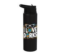 I Love Dorks Glasses Comic Pocket Stainless Steel Insulated Water Bottle