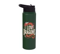 I Love Dragons Fantasy Creature Stainless Steel Insulated Water Bottle