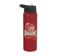 I Love Dragons Fantasy Creature Stainless Steel Insulated Water Bottle